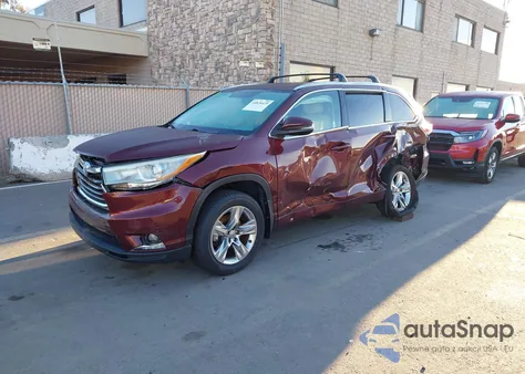 2015 Toyota Highlander Limited V6 z USA, uszkodzony, nr VIN 5TDDKRFH7FS082599
